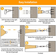 Sun Shade Sail Hardware Kit Stainless Steel Canopy Installation Kit Fixing Accessory for Rectangular Square Shade Sail Installation