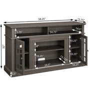 58" TV Stand with Glass Door Cabinets for TVs up to 65"