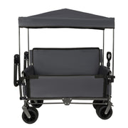 Folding Wagon Cart with Bench Seat & Canopy, 500lbs Capacity