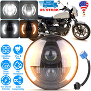 7In 40W Round LED Headlight 3800LM Halo Car Headlamp with DRL Turn Light High Low Beam Fit for Honda Yamaha Motorcycle Jeep Wrangler TJ JK CJ