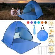 Pop Up Beach Tent Sun Shade Shelter Anti-UV Automatic Waterproof Tent Canopy for 2/3 Man with Net Window Storage Bag for Outdoor Beach Camping Fishing P