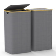 2Pcs Collapsible Laundry Hamper with Lid Handle 100L/26.4Gal Capacity Vertical Laundry Basket Foldable Bamboo Basket Dirty Clothes Organizer with Inne