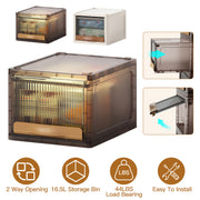 16.5L Stackable Storage Bin Plastic Drawer with Lid Closet Organizer Two Ways Opening Storage Box for Closet Kitchen Living Room Bedroom