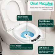 Electric Sitz Bath Tub Sits Bath Soak Pan Salts Bowl Postpartum Care Basin for Toilet Seat with Dual Nozzles 3-Level Water Flow Water Temperature Disp