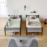 Twin Over Twin Metal Bunk Bed with Ladder and Guardrails