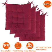 4Pcs Chair Cushion Pads Pillow 17.72x17.72x2.37in Soft Tie On Square Sitting Mats For Home Office Car Sitting Travel