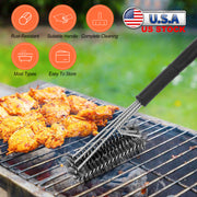 BBQ Grill Cleaning Brush Stainless Steel Barbecue Cleaner w/ 18in Suitable Handle Stiff Wire Bristles for Grill Cooking Grates