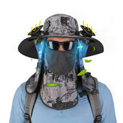 Solar Fan Hat with UPF50+ Sun Protection and Neck Flap