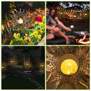 Solar Powered Sun Stake Lamp IP54 Waterproof Decorative Lamp Crackle Glass Globe Stake Lights For Garden Lawn Yard Driveway