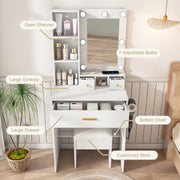 Vanity Desk Set with LED Lighted Mirror & Padded Stool