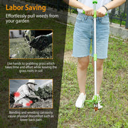 Weed Puller Twister Stand Up Root Removal Hand Tool 3 Claws Aluminum Grass Manual Remover 38.98in Long Handle w/ Foot Pedal