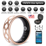 Smart Ring Health Tracker Fitness/Sleep/Stress/HRV Tracker with Charging Case Magnetic Charging Cable for Women's & Men Compatible with iOS & Android 7-