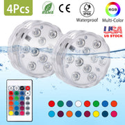 4Pcs Submersible RGB LED Lights IP68 Waterproof Underwater Color Changing Lamps Remote Control Battery Operated Floral Light For Vase Fountain Aquariu