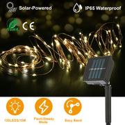 100 LEDs Solar String Lights Outdoor IP65 Waterproof Copper Wire String Lights Solar LED Fairy Lamps Wedding Party Festival