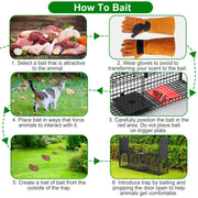 32in 2 Door Live Animal Cage Trap For Animals Under 12LBS Easy To Setup Humane Galvanized Iron Trap Cage For Rabbits Groundhogs Skunk Opossums Nutria