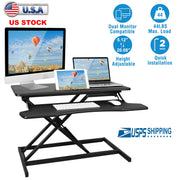 Height Adjustable Standing Desk Converter Workstation Sit Stand Dual Monitor Laptop Desk Riser Tabletop