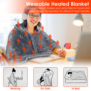 USB Heated Blanket Electric Heated Blanket Heated Poncho Shawl Wrap Throw with Zipper Washable for Home Office 59*31in