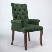 Tufted Dining Chair with Nailhead Trim & Curved Wood Legs