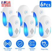 6 Packs Ultrasonic Pest Repellers Electric Plug-In Indoor Pest Control Mouse Repellent Chaser Deterrent Rodent Chaser with 2 Modes for Home Kitchen Of