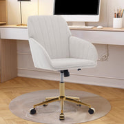 Ergonomic Office Chair with Memory Foam Cushion Corduroy Upholstered Desk Chair Adjustable Swivel Rolling Chair 300LBS M