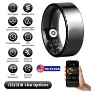 Smart Ring Health Tracker Fitness/Sleep/Stress/HRV Tracker with Charging Case Magnetic Charging Cable for Women's & Men Compatible with iOS & Android 7-