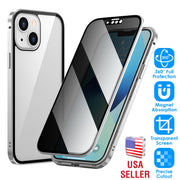Privacy Magnetic Phone Case 360¡ Full Protection Anti Spy Phone Cover Double Sided Tempered Glass Magnet Absorption Fit for IOS Phone 12
