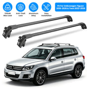 Roof Rack Cross Bars Fit for Volkswagen Tiguan 2018-2026 & Taos 2022-2026 with Factory Raised Side Rails Lockable Alumin