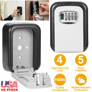 Key Lock Box Keys Storage Lock Box with 4 Digits Combination Resettable Codes Wall Mounted Outdoor Waterproof Cover