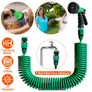 EVA Recoil Garden Hose Flexible Self-coiling Water Hose with 3/4Ó and 1/2Ó Adapter with 7 Spraying Modes for Boat Greenhouse Yard Patio