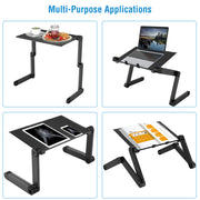 Foldable Laptop Table Bed Notebook Desk with Mouse Board Aluminum Alloy Breakfast Snacking Tray for Home Office Travel Use