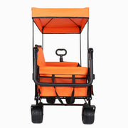 Folding Wagon Cart with Bench Seat & Canopy - 500lbs Capacity