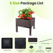 Outdoor Raised Garden Bed with Legs Elevated Planter Box with Self-watering System for Garden Patio Balcony Vegetables Flowers Herbs PP Plastic Box Ea