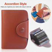 Credit Card Holder Wallet PU Leather Snap Closure Purse Accordion Case with 12 Pcs Card Slots