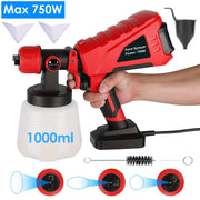 750W Electric Paint Sprayer Handheld HVLP Spray Painter Painting Spray Gun For Fences Brick Walls with  3 Spray Patterns 1000ML Detachable Cup
