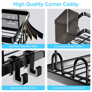 2Pcs Corner Shower Caddy Anti-Rust Soap Holder Hanging Hook No Drilling Adhesive Shower Organizer Corner Shelves Bathroom Kitchen