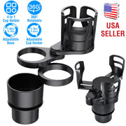 4 In 1 Car Cup Holder Expander Adapter Multifunctional Water Cup Mount Stand 360¡ Rotating Drink Bottle Organizer with Adjustable Base