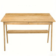 Solid Wood Writing Desk, Home Office Desk with 2 Drawers & Storage Shelf, 47.24-Inch Mid Century Modern Computer Desk wi