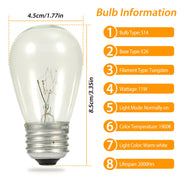 48FT Outdoor String Light Waterproof Patio String Lights Bulbs Commercial Yard Lights Garden Ambience