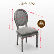 French Oval Rattan Back Dining Chairs Set of 2 - Solid Wood