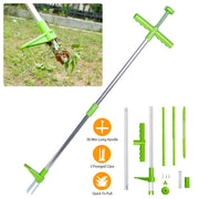 Weed Puller Twister Stand Up Root Removal Hand Tool 3 Claws Aluminum Grass Manual Remover 38.98in Long Handle w/ Foot Pedal