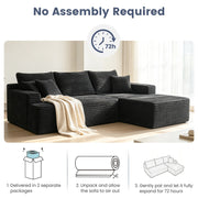 96" L-Shaped Sectional Sofa with Chaise in Plush Corduroy