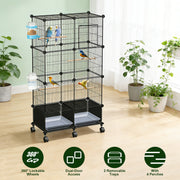 46-Inch Bird Cage with Wooden Perches and Lockable Wheels