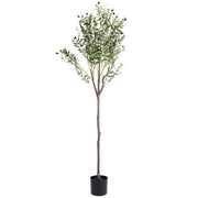 5.9FT Artificial Olive Tree Tall Fake Olive Plant Faux Potted Olive Tree with Lush Olive Branches and FruitsÊwith Black Planter Pot for Modern Home Of