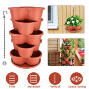 5 Tier Vertical Stackable Planter Garden Tower Stackable PlanterÊOutdoor Gardening Pots for Strawberries Flowers Herbs Vegetables