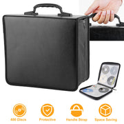 400 Discs CD Case CD DVD Storage Binder Sleeves Bag Portable Media Disk Wallet Album W/ Carrying Handle