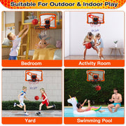 Indoor Mini Basketball Hoop Set Over Door Basketball Hoop with 4 Inflatable Balls Electric Audio Scorer Foldable Basket Gift for Kids and Adults
