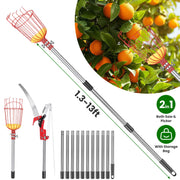 Extendable Pole Saw & Fruit Picker with 65Mn Steel Blade