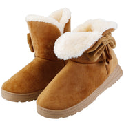 Women's Women's Snow Boots Super Soft Fabric Mid-Calf Winter Shoes Thickened Plush Warm Lining Shoes with  Anti-Slip Rubber Base Bowknot