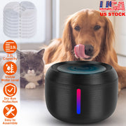 2.5L 84.54OZ Pet Water Fountain Smart Pet Drinking Fountain with LED Light 7 Pack Replaceable Filters Water Level Quiet Pump Dry-Run Protection Cat Do