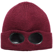 Unisex Knit Beanie Hat with Goggle Chunky Winter Warm Hat Skull Cap 4 Colors